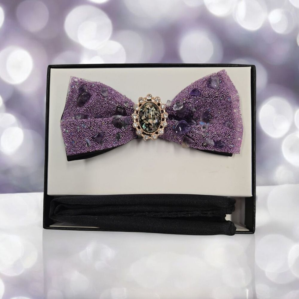 MEN'S LUXURY GRAVELSTONE BOW TIE WITH POCKET SQUARE. SBT55.